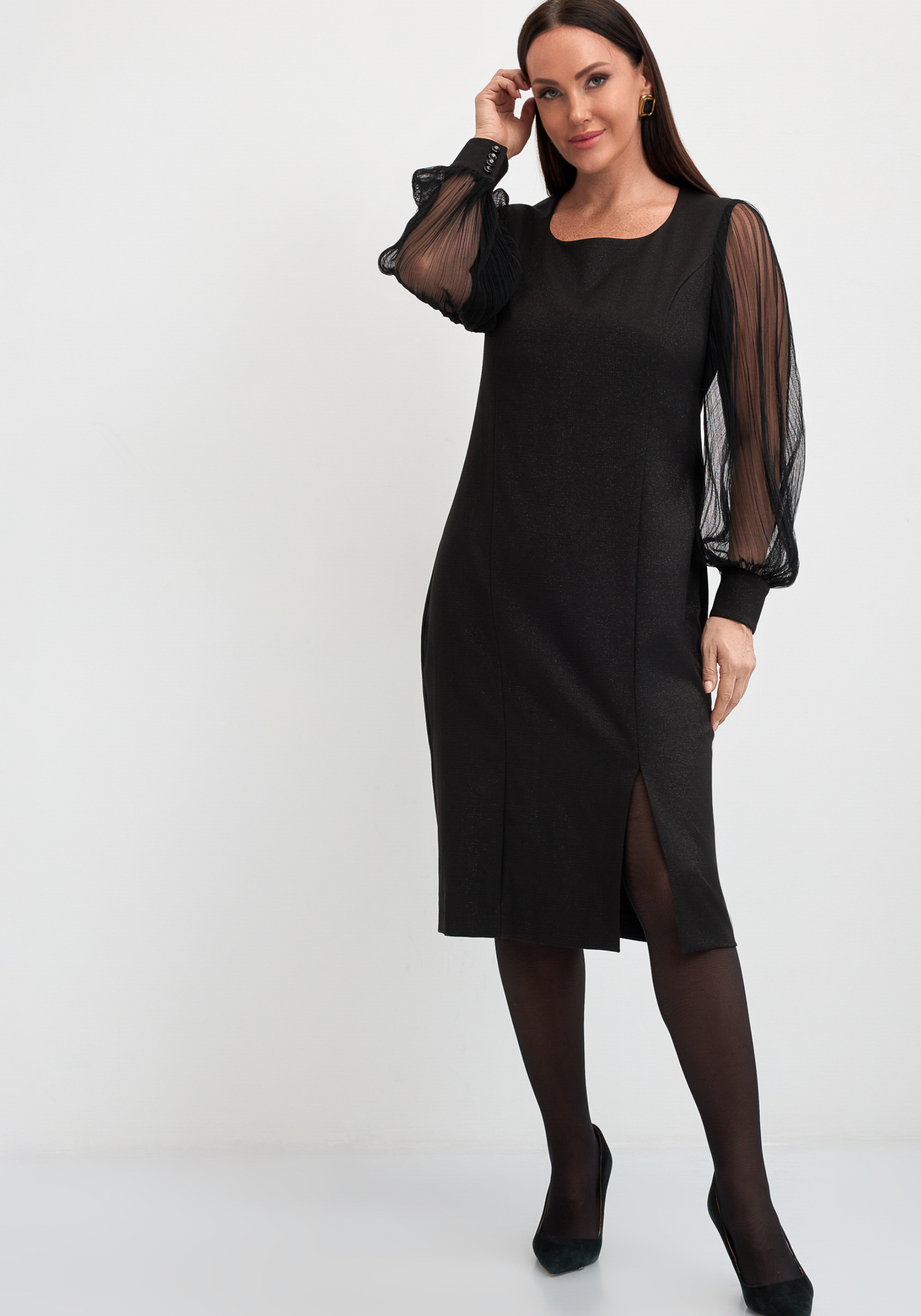 

Платье вечернее с обьемными рукавами, Черный