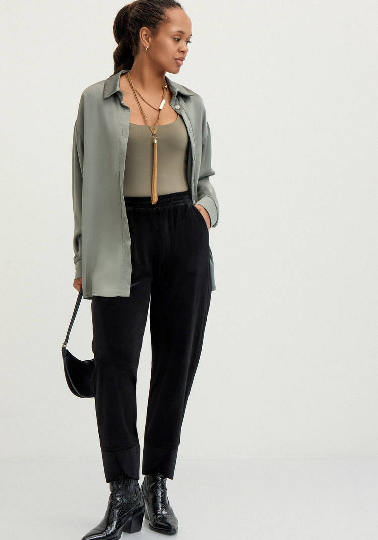 Брюки бананы из бархата Нелли шир.  750, рис. 15