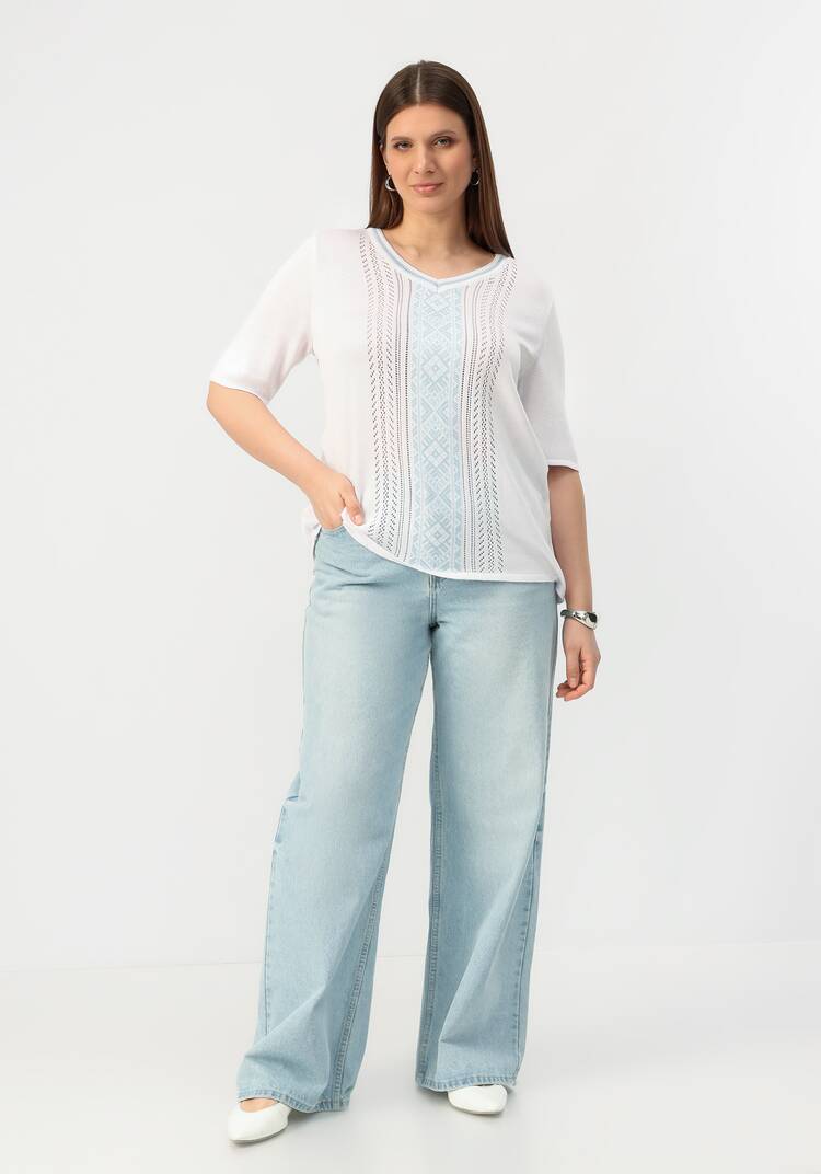 Пуловер с узором на передней полочке шир.  750, рис. 19