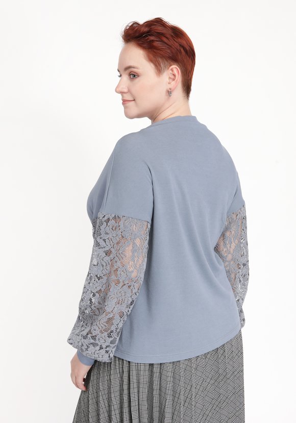 Джемпер с кружевной вставкой на рукавах шир.  580, рис. 9