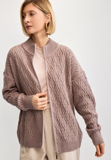 Кардиган на молнии с вязкой в виде ромбов