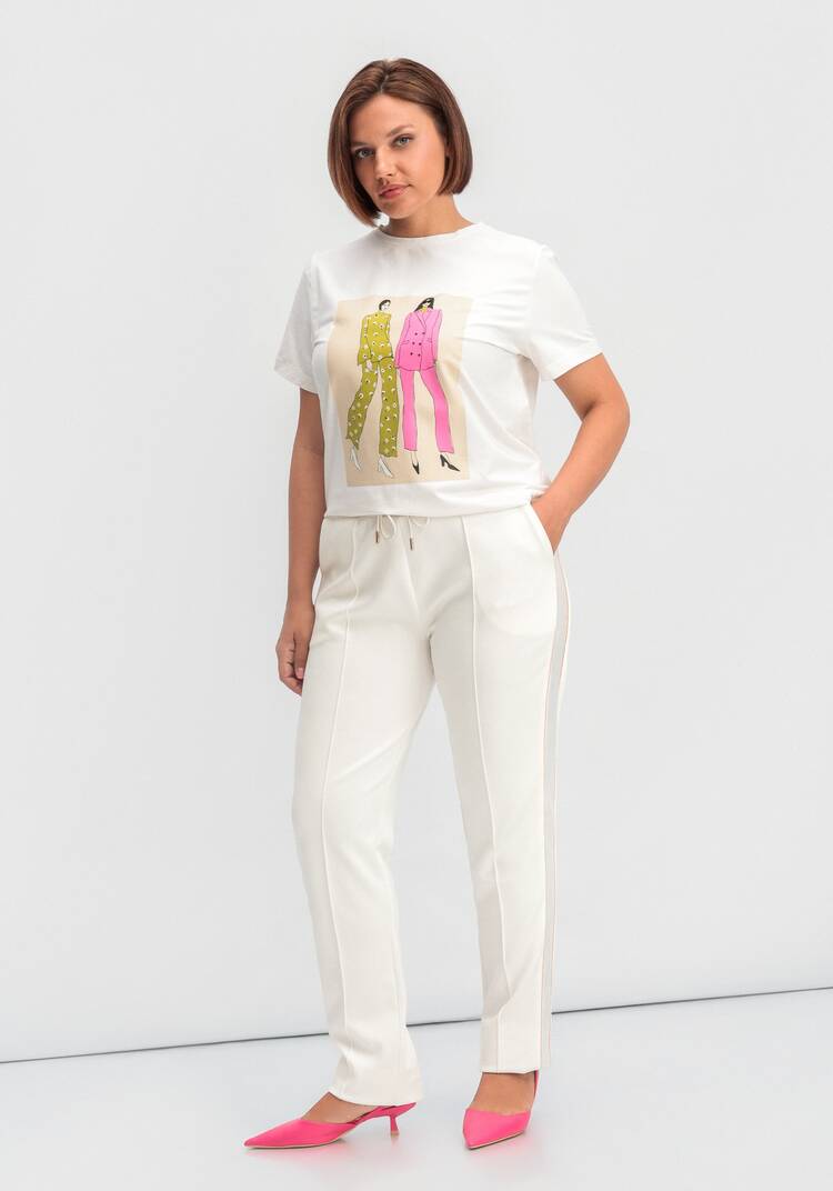 Брюки на резинке с лампасами и стрелками шир.  750, рис. 25