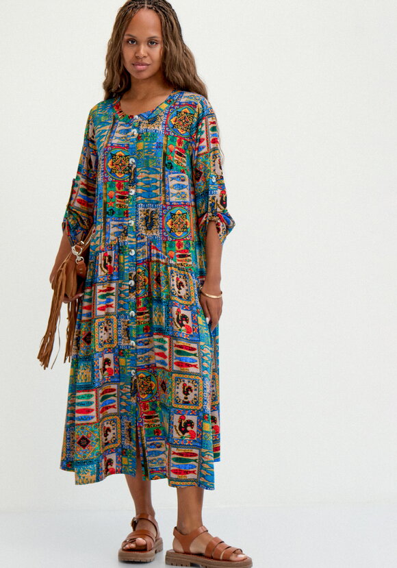 Удлиненное платье свободного кроя с принтом шир.  580, рис. 8