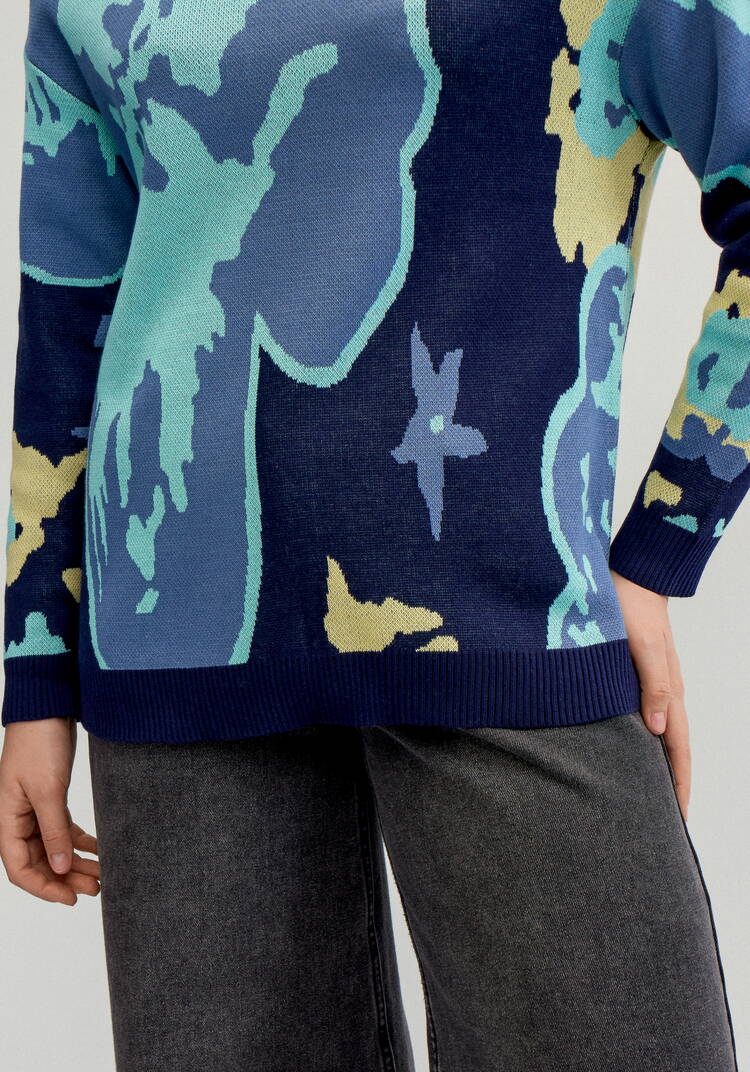 Джемпер с крупным цветочным орнаментом шир.  750, рис. 5