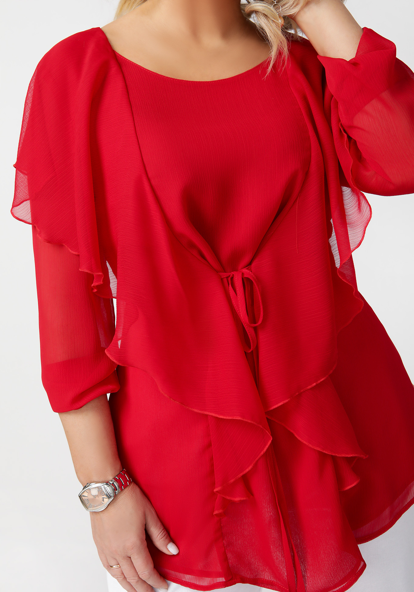 Туника удлиненная с широким воротником Julia Weber, цвет красный, размер 50 - фото 7