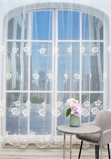 Тюль с вышивкой Белый цветок