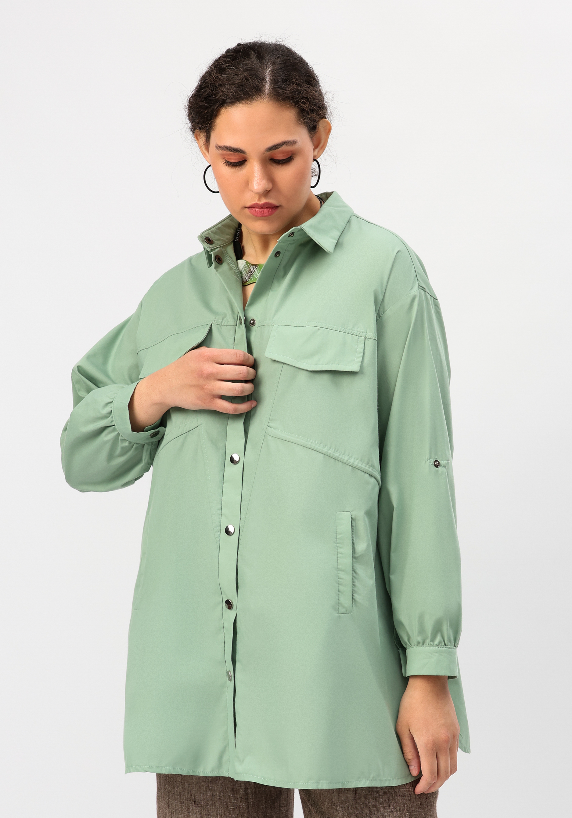 Рубашка на кулиске с резинками Frida, размер 50-52, цвет зеленый