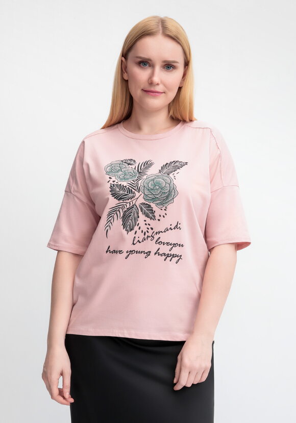 Футболка с принтом Зеленый цветок шир.  580, рис. 4