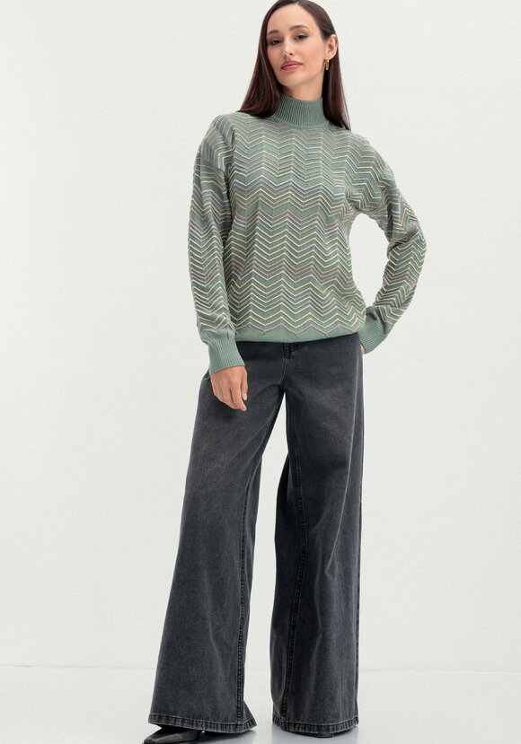 Свитер с высоким горлом и принтом зигзаг шир.  580, рис. 12