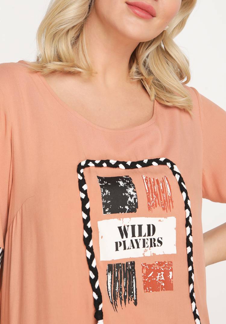 Блуза с принтом и контрастными вставками шир.  750, рис. 17