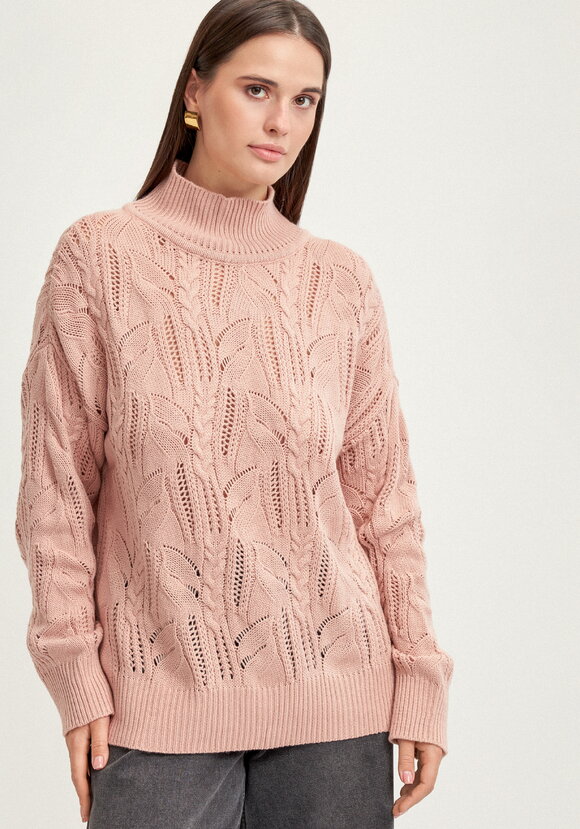 Джемпер с ажурными косами шир.  580, рис. 4