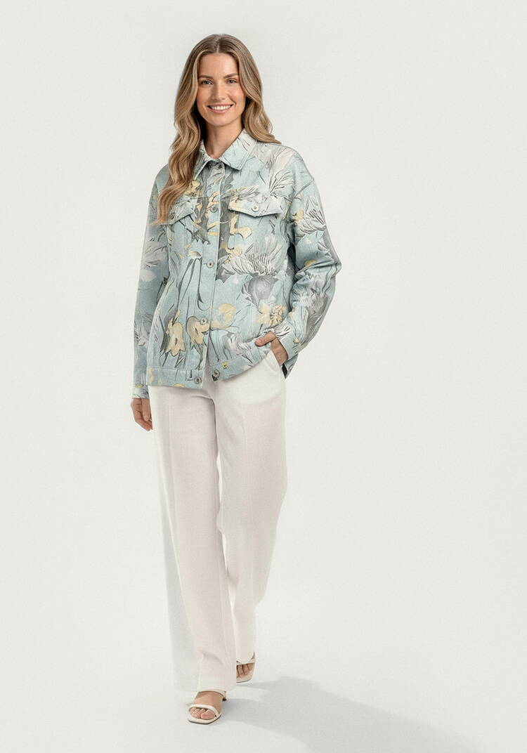 Джинсовая куртка с цветочными мотивами шир.  750, рис. 2