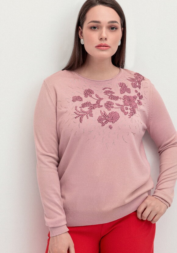 Джемпер с цветочной вышивкой и стразами шир.  580, рис. 15