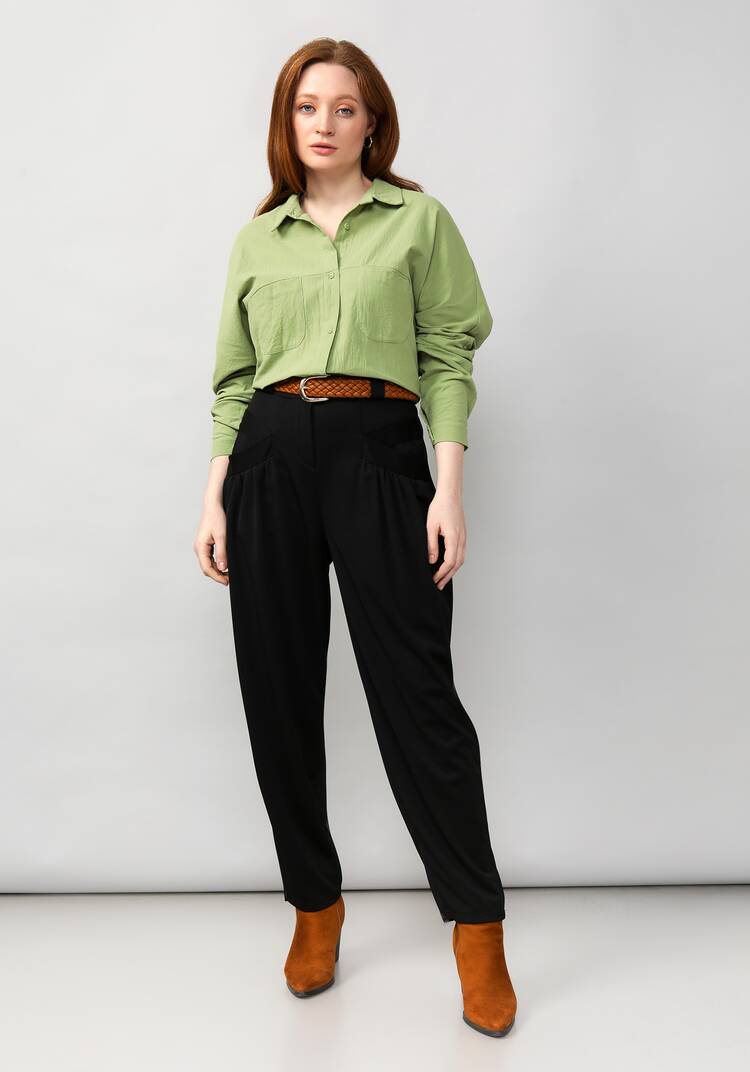 Брюки женские со сборкой на карманах шир.  750, рис. 7