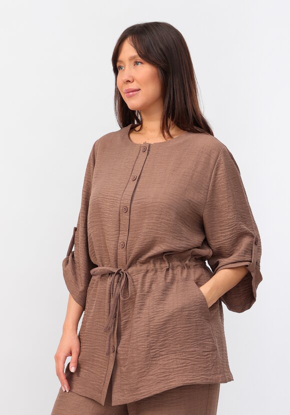 Кардиган на пуговицах с кулиской по талии шир.  580, рис. 10