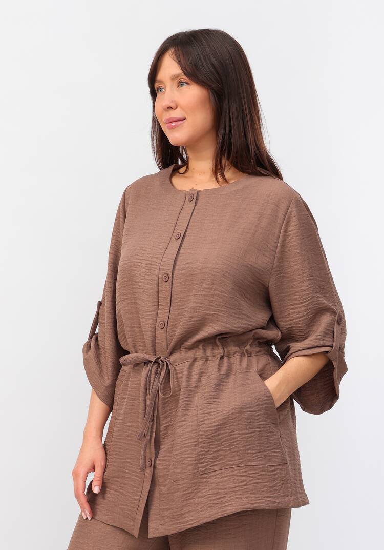 Кардиган на пуговицах с кулиской по талии шир.  750, рис. 10