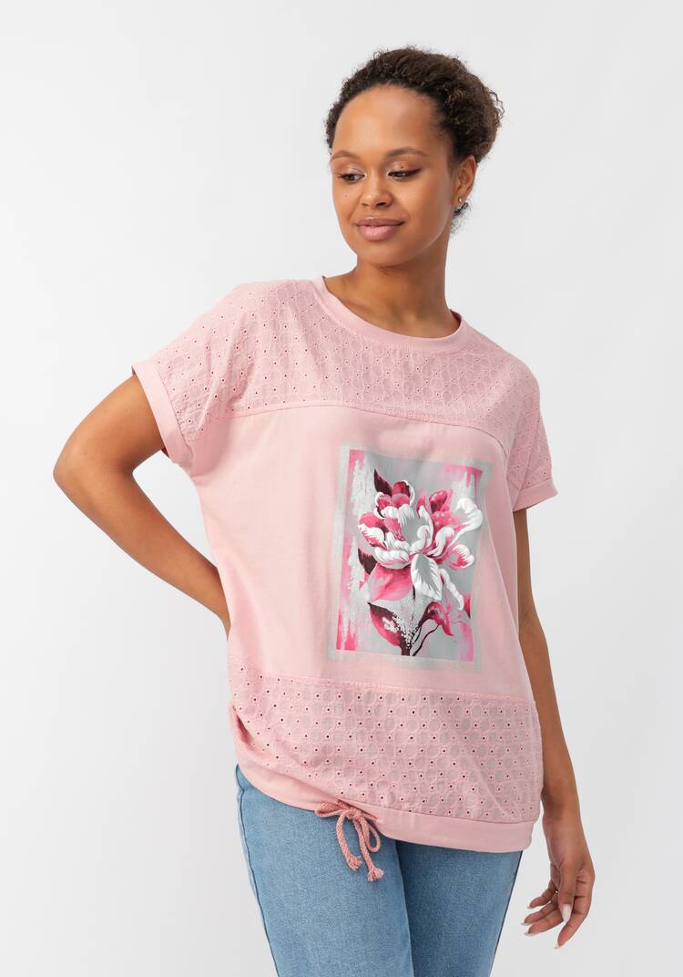 Блуза с принтом и ажурными вставками шир.  750, рис. 16