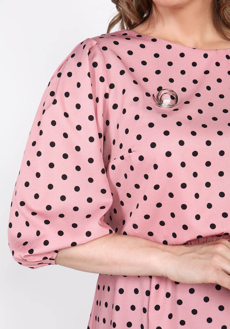 Блуза с баской в горошек шир.  750, рис. 4