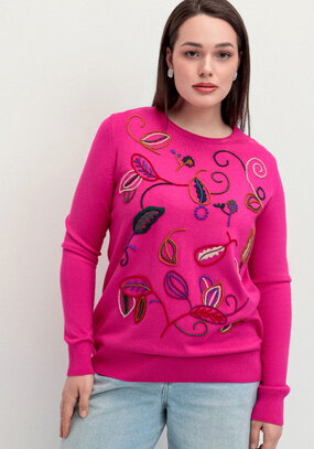Джемпер с яркой абстрактной вышивкой