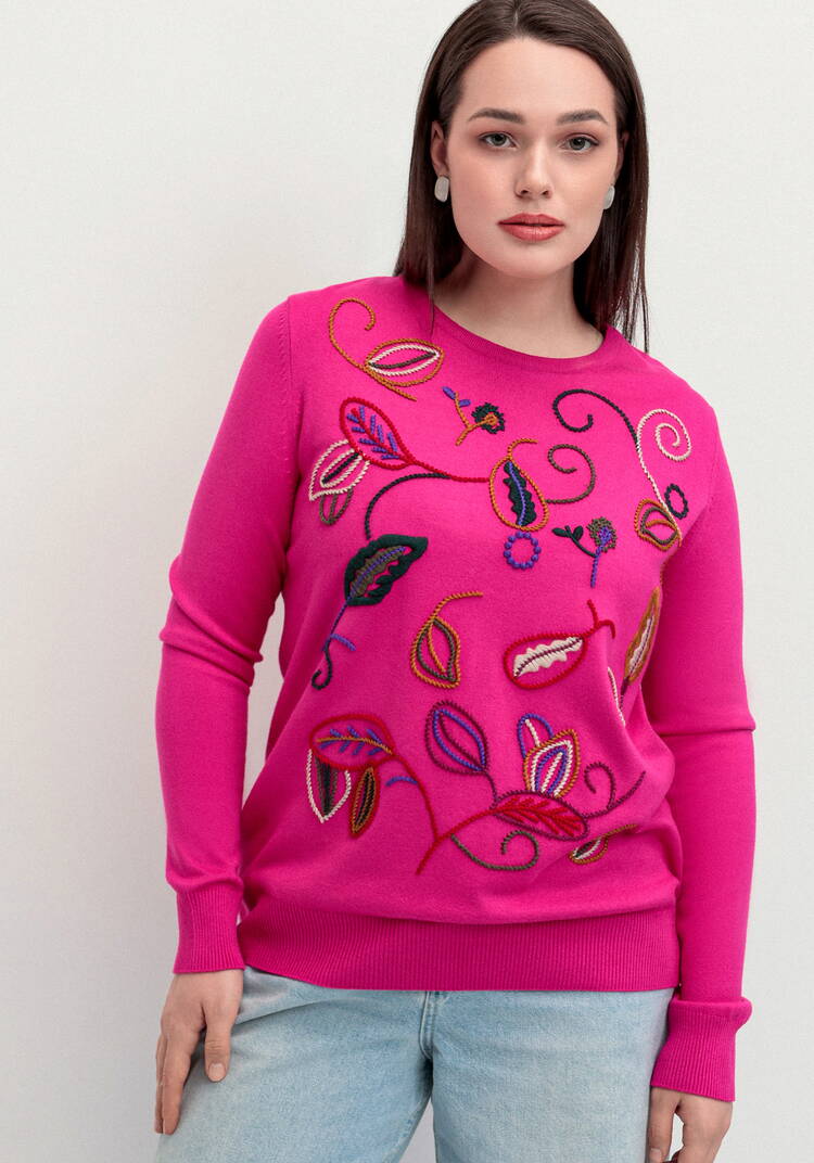 Джемпер с яркой абстрактной вышивкой шир.  750, рис. 8