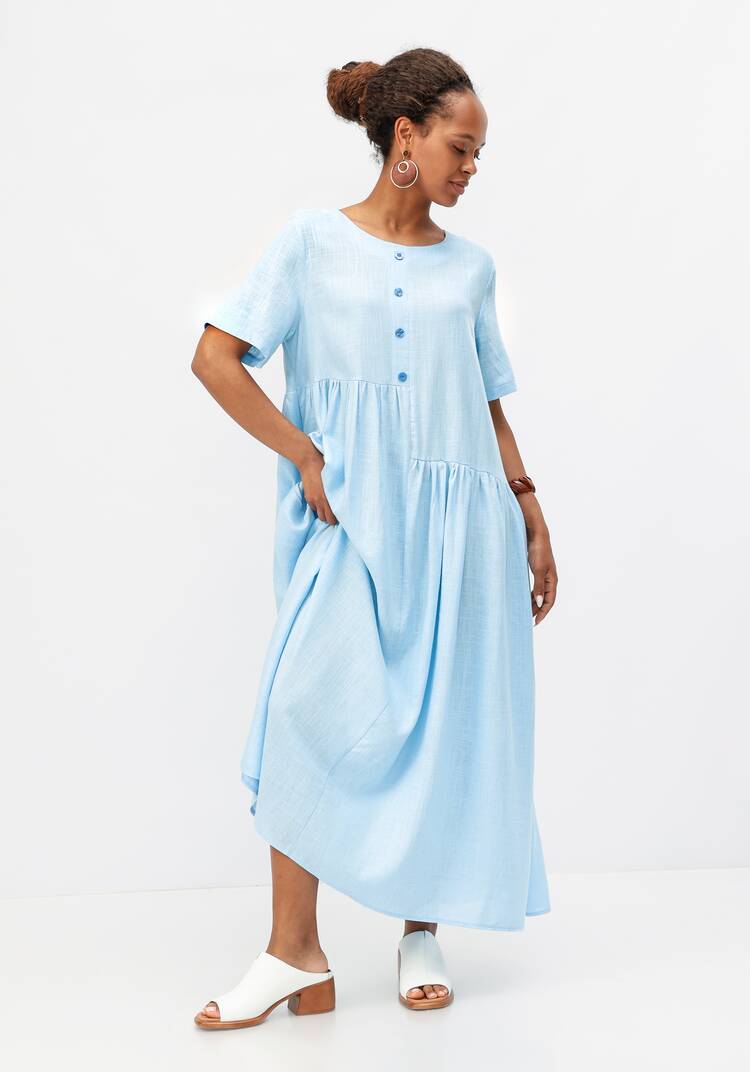 Платье с декоративной планкой и пуговицами шир.  750, рис. 16