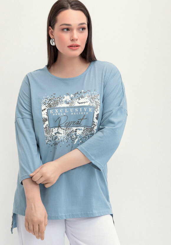 Туника с принтом на груди шир.  580, рис. 32