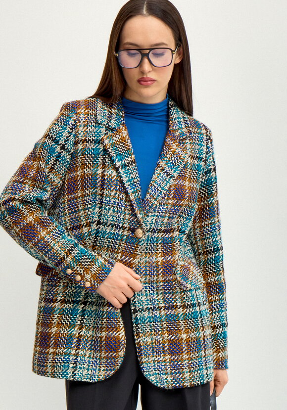 Пиджак из твида в клетку на подкладе шир.  580, рис. 12