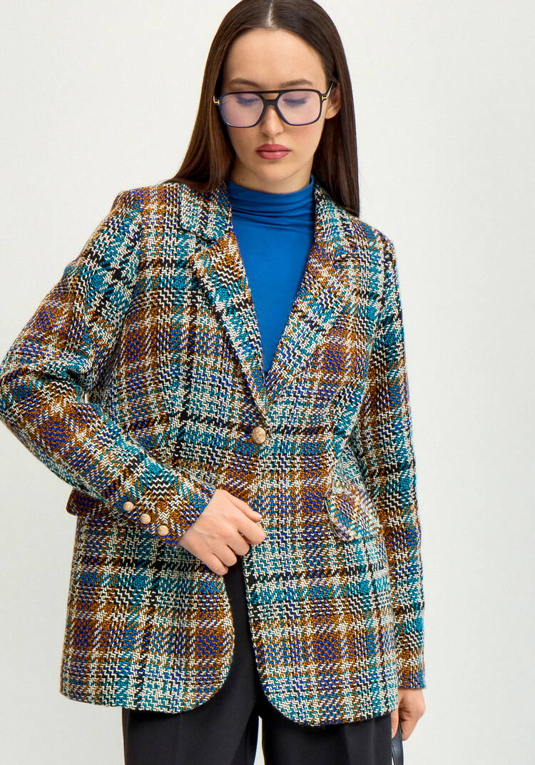 Пиджак из твида в клетку на подкладе шир.  750, рис. 12