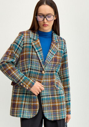 Пиджак из твида в клетку на подкладе