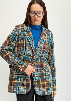 Пиджак из твида в клетку на подкладе