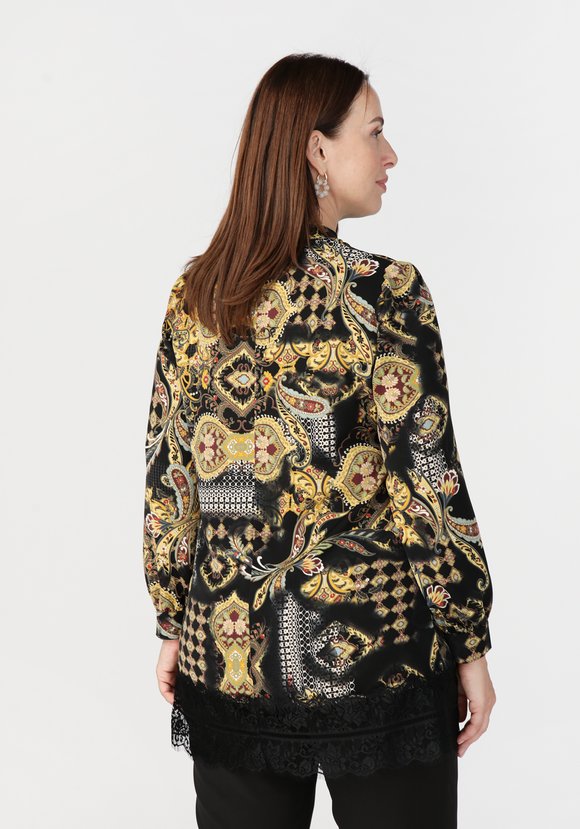Туника с геометрическим принтом и кружевом шир.  580, рис. 2