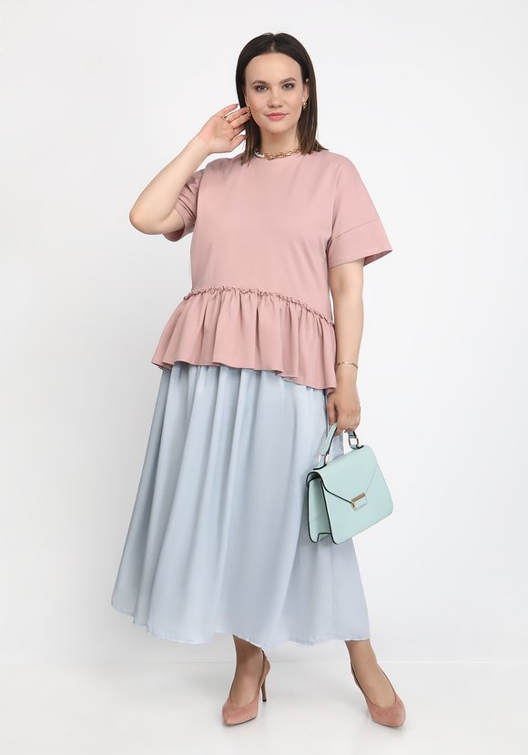 Блуза с рюшей по низу шир.  580, рис. 1