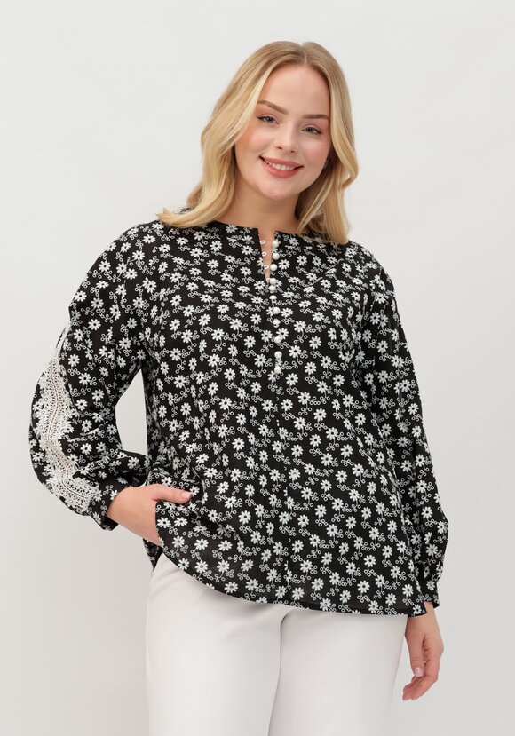 Блуза с вышивкой и кружевом по рукавам шир.  580, рис. 14