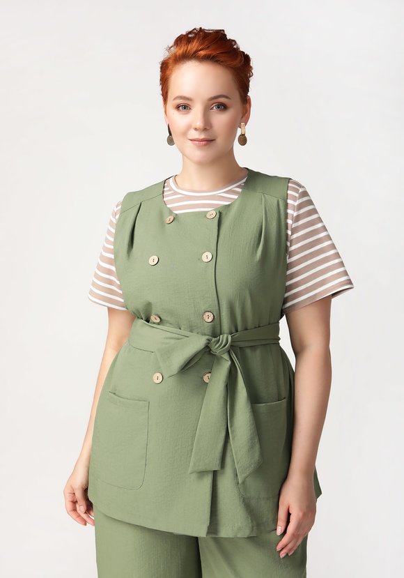 Жилет двубортный под пояс шир.  580, рис. 5