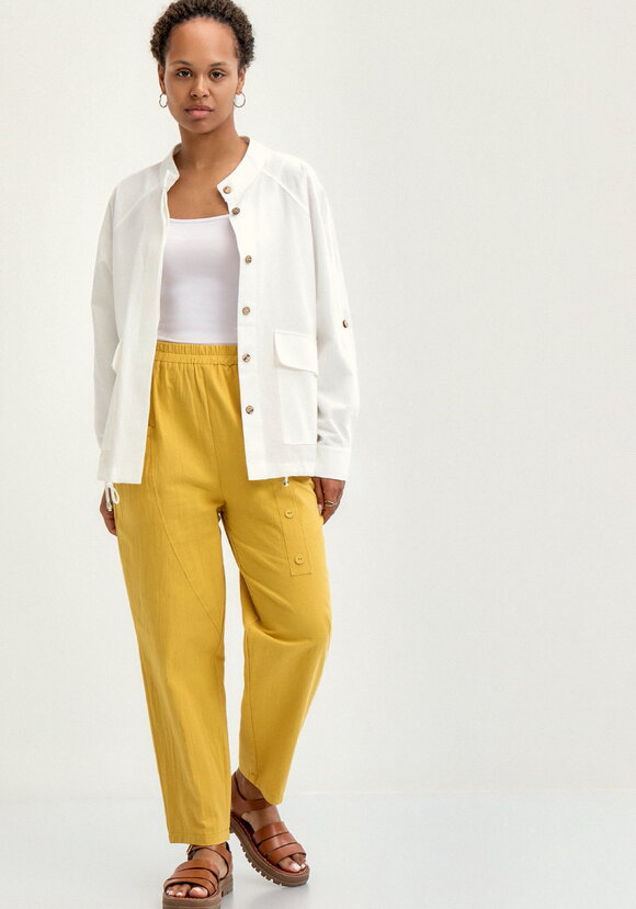 Брюки с декоративной планкой и карманами шир.  580, рис. 40