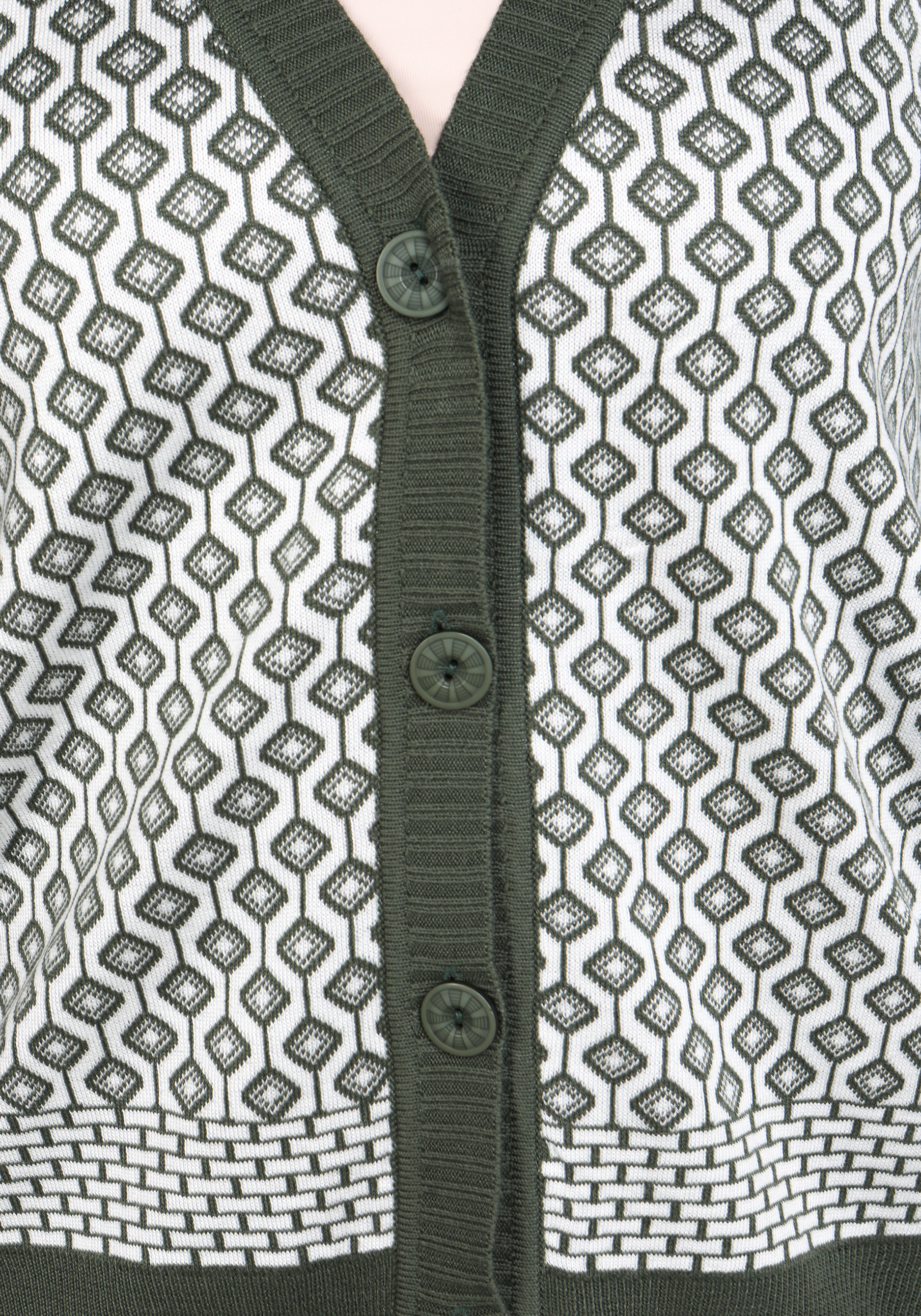 Жакет на пуговицах с принтом "ромбики" Vivawool, размер 48, цвет оливковый - фото 3