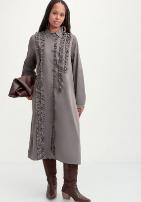 Платье рубашка с рюшей