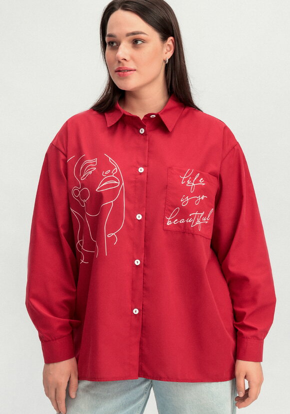 Рубашка с принтом на передней полочке шир.  580, рис. 29