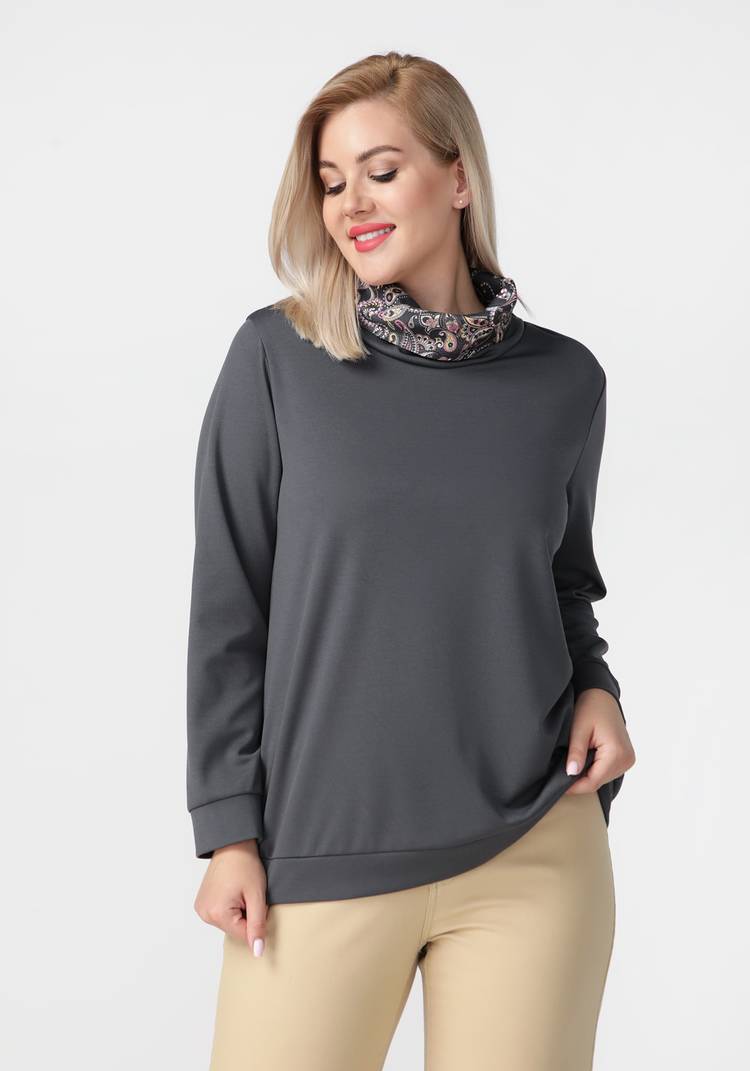 Джемпер с контрастным воротником хомут шир.  750, рис. 13