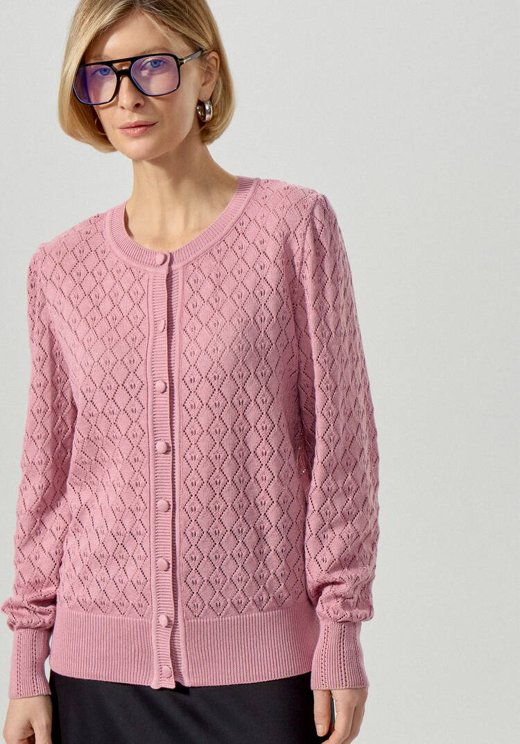 Кардиган ажурный с обтянутыми пуговицами шир.  750, рис. 19