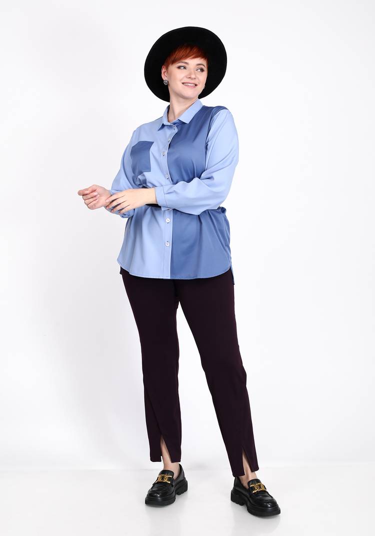 Блуза длинный рукав из комбинации тканей шир.  750, рис. 1