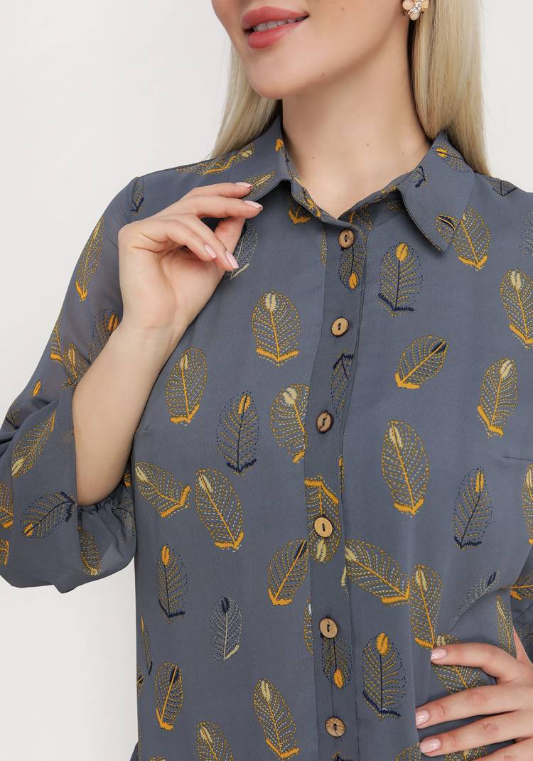 Платье с воланом и принтом перья шир.  750, рис. 4