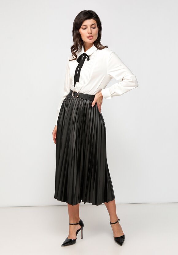 Юбка плиссированная из экокожи шир.  580, рис. 16