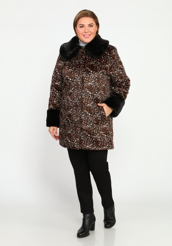 Шуба с контрастными манжетами и воротником шир.  580, рис. 5