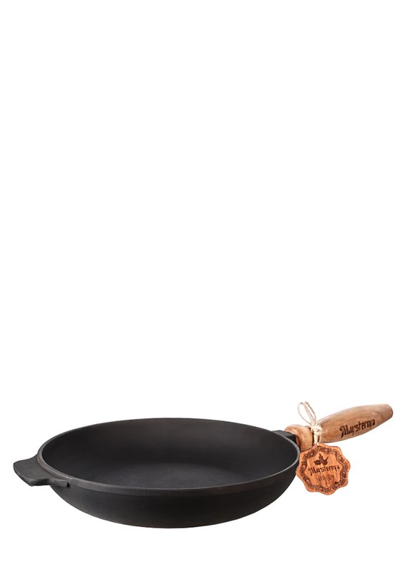 Сковорода чугунная литая с деревянной ручкой шир.  580, рис. 1