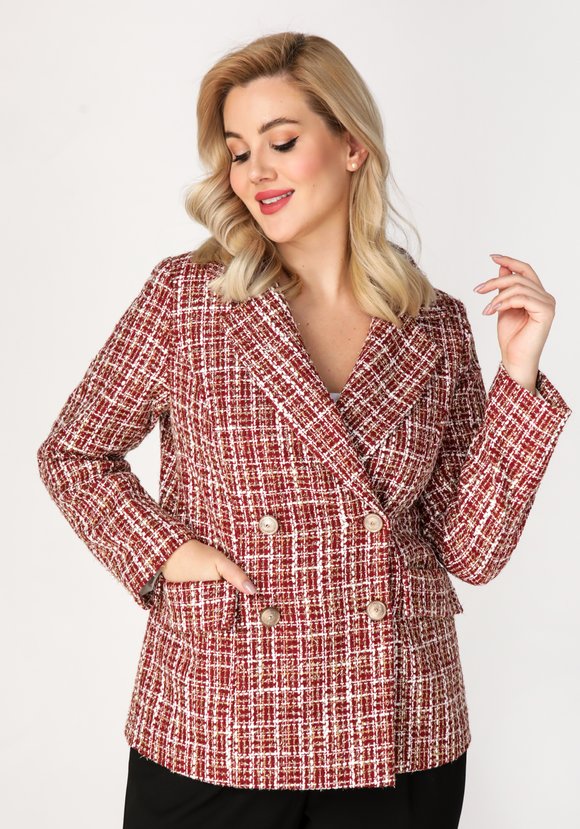 Жакет двубортный из твида с карманами шир.  580, рис. 6