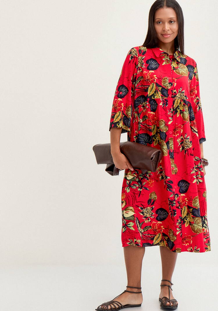 Платье рубашка с тропическим принтом шир.  750, рис. 31