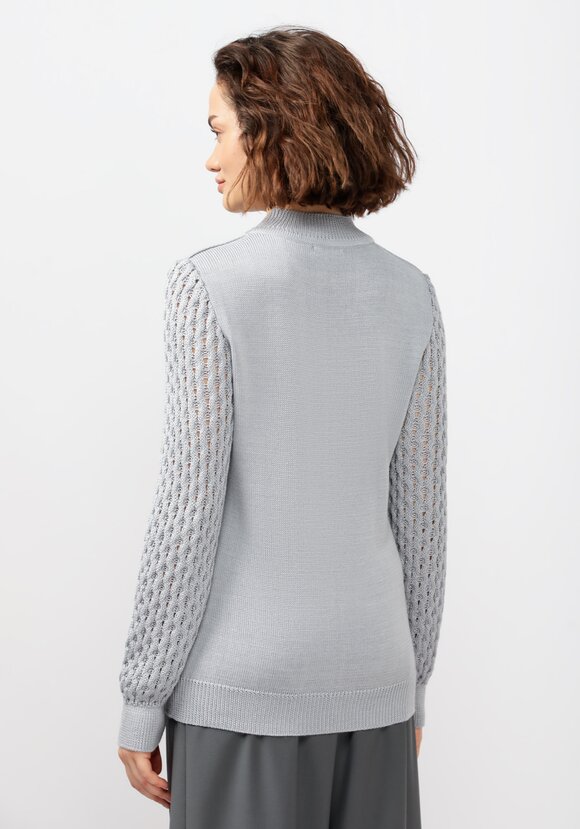 Джемпер с ажурными рукавами объемной вязки шир.  580, рис. 9