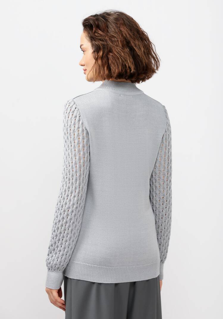 Джемпер с ажурными рукавами объемной вязки шир.  750, рис. 9