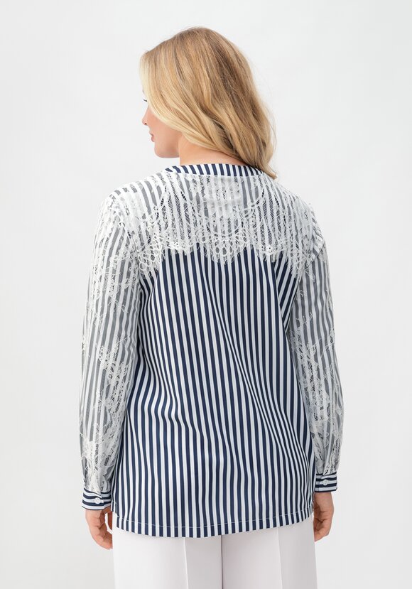 Блуза в полоску с кружевом шир.  580, рис. 3